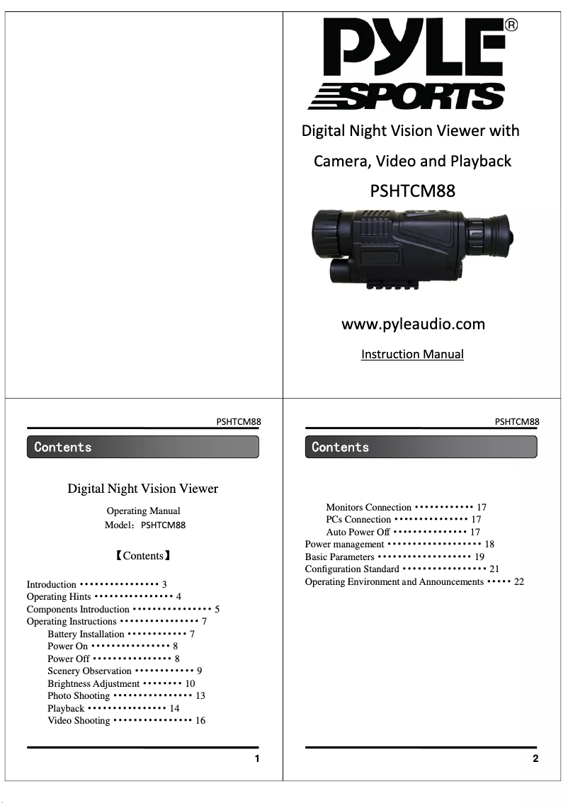 Page 1 de la notice Manuel utilisateur Pyle PSHTCM88