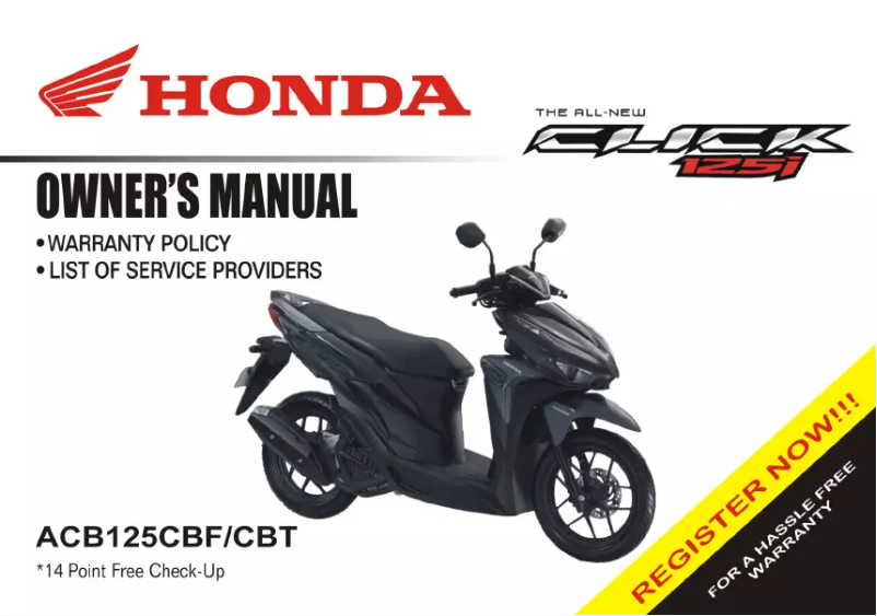 Page 1 de la notice Manuel utilisateur Honda Click 125i (2019)
