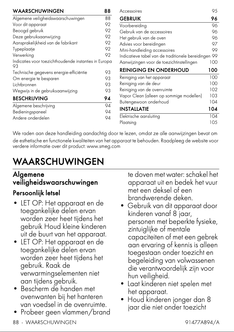 Page n°1 - Manuel utilisateur Smeg SF6905N1