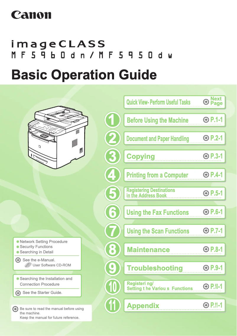 Page 1 de la notice Manuel utilisateur Canon imageCLASS MF5950dw