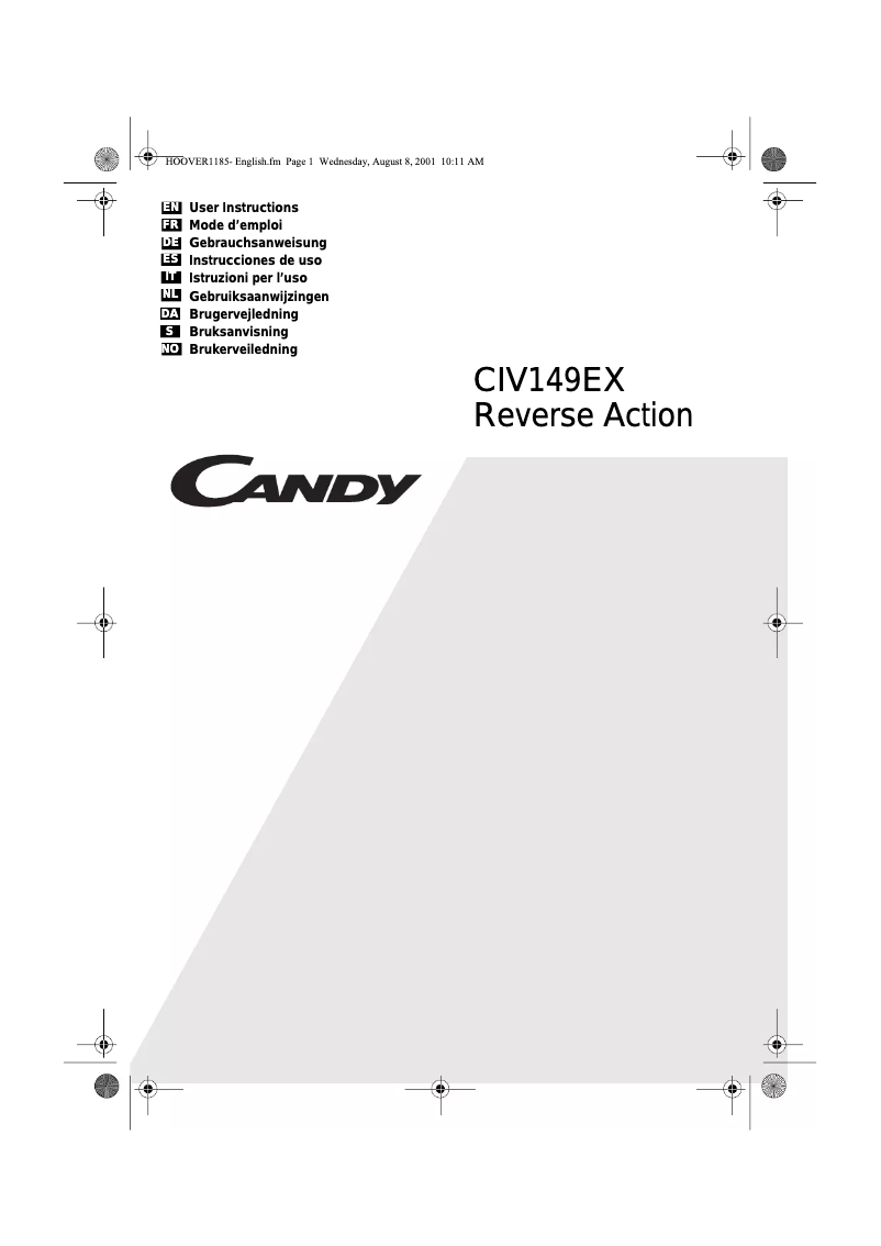 Page 1 de la notice Manuel utilisateur Candy CIV 149 EX