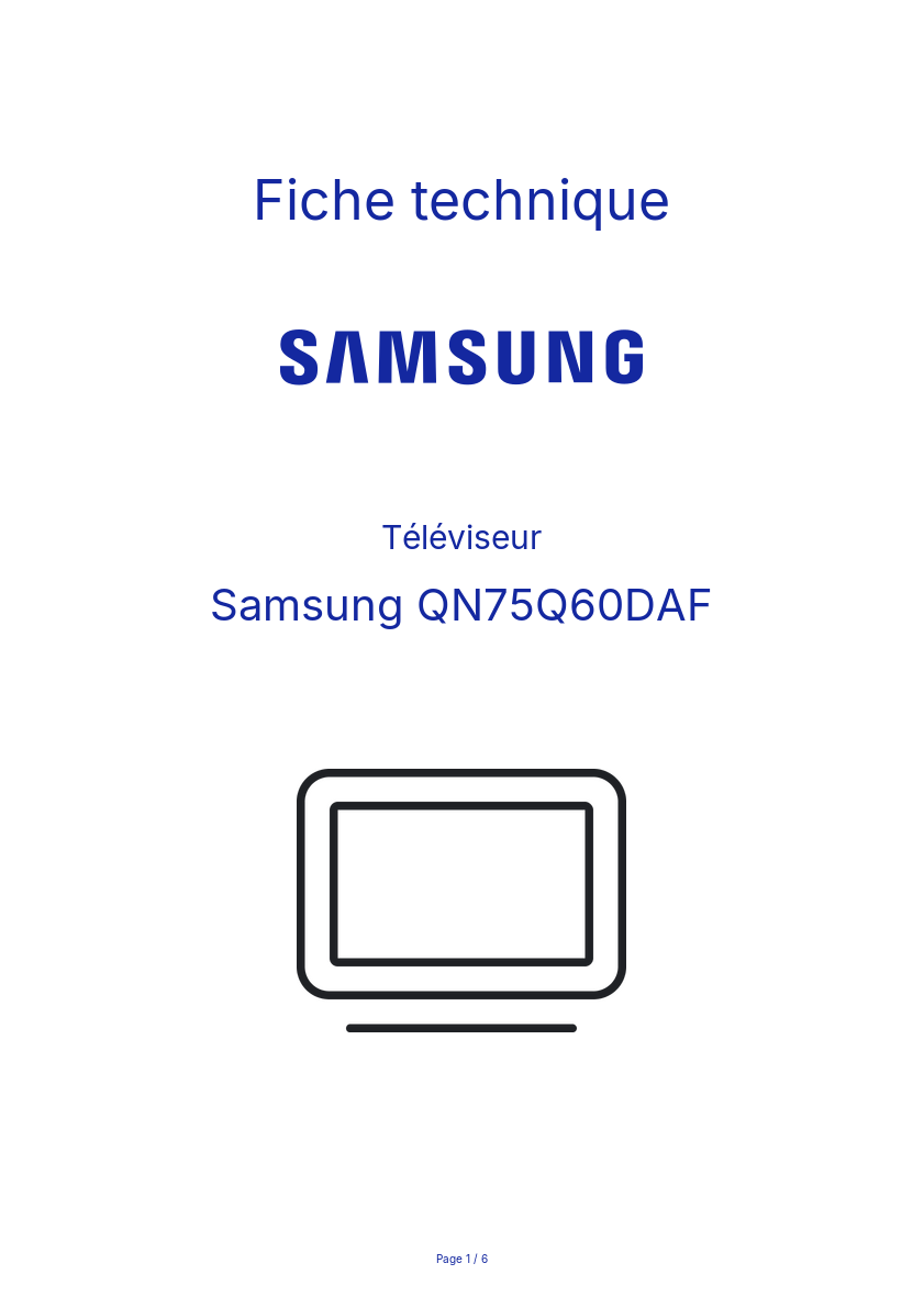 Page n°1 - Fiche technique Samsung QN75Q60DAF