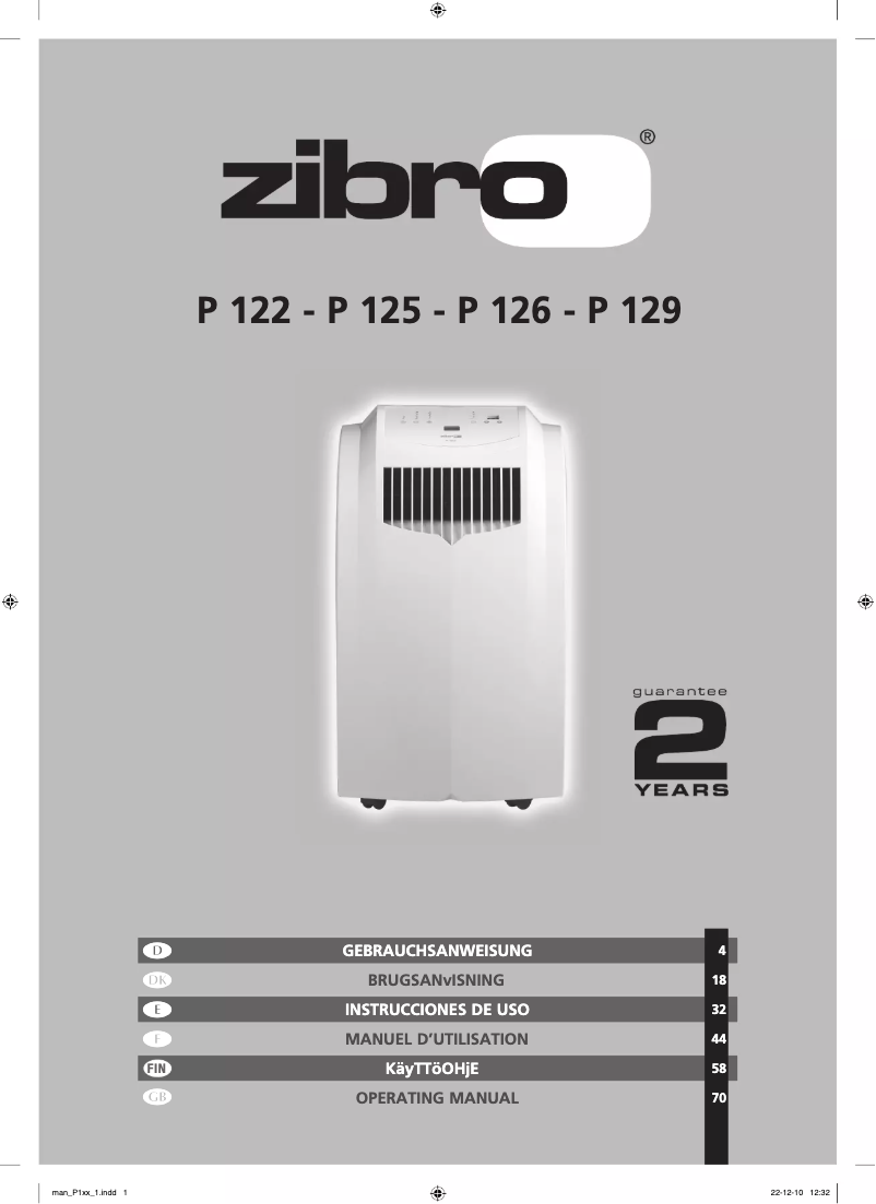 Page n°1 - Manuel utilisateur Zibro P 126