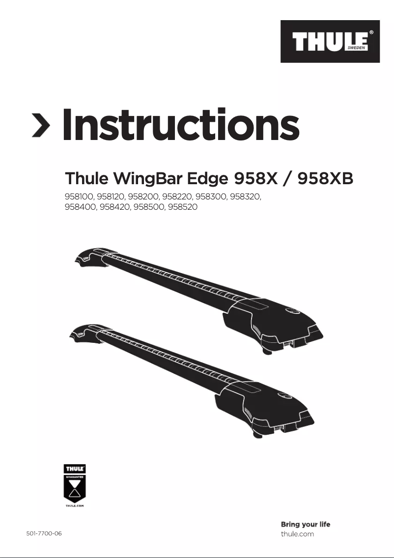 Page 1 de la notice Manuel utilisateur Thule WingBar Edge 9585
