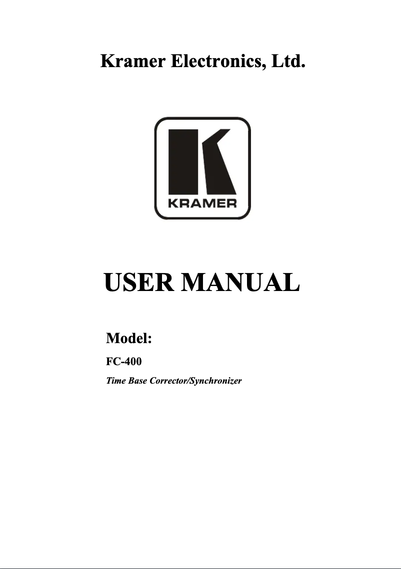 Page 1 de la notice Manuel utilisateur Kramer FC-400