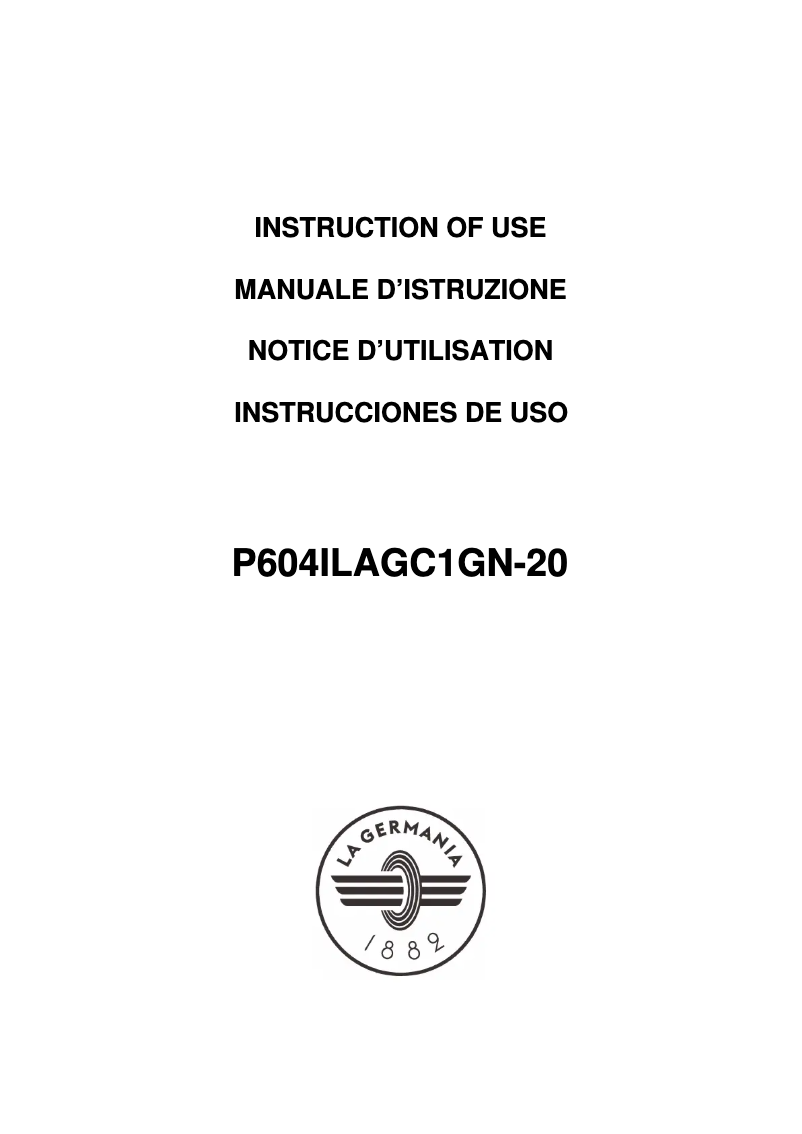 Image de la première page du manuel de l'appareil P604ILAGC1GN-20