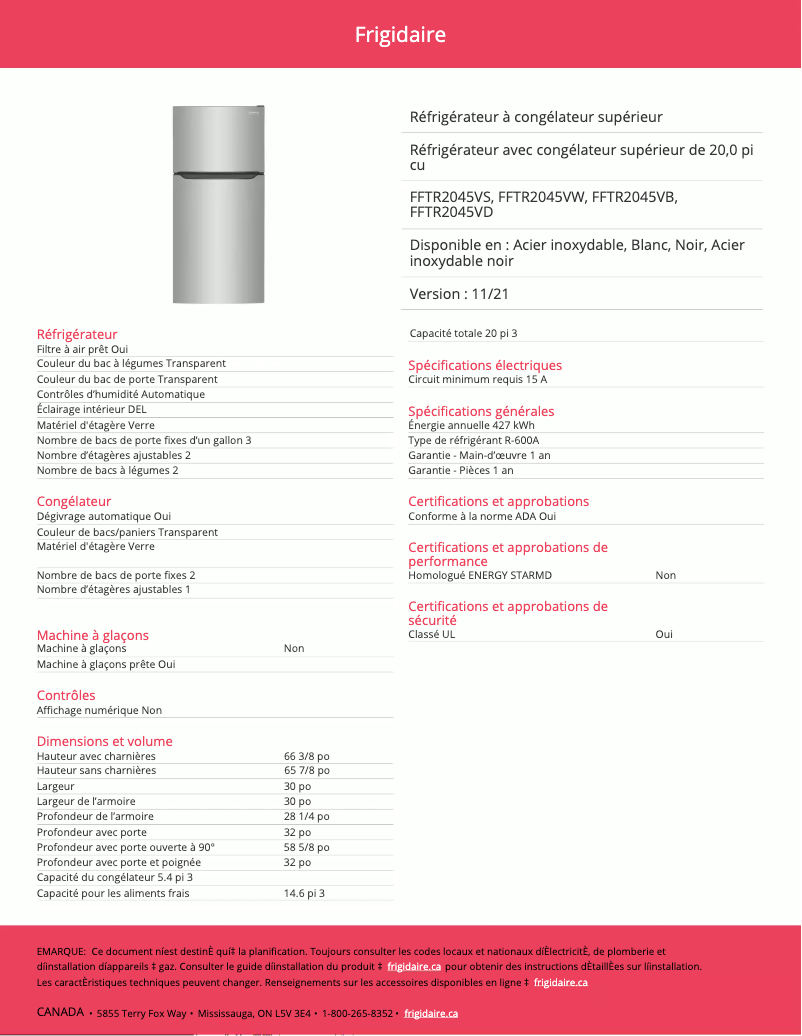 Image de la première page du manuel de l'appareil FFTR2045VD