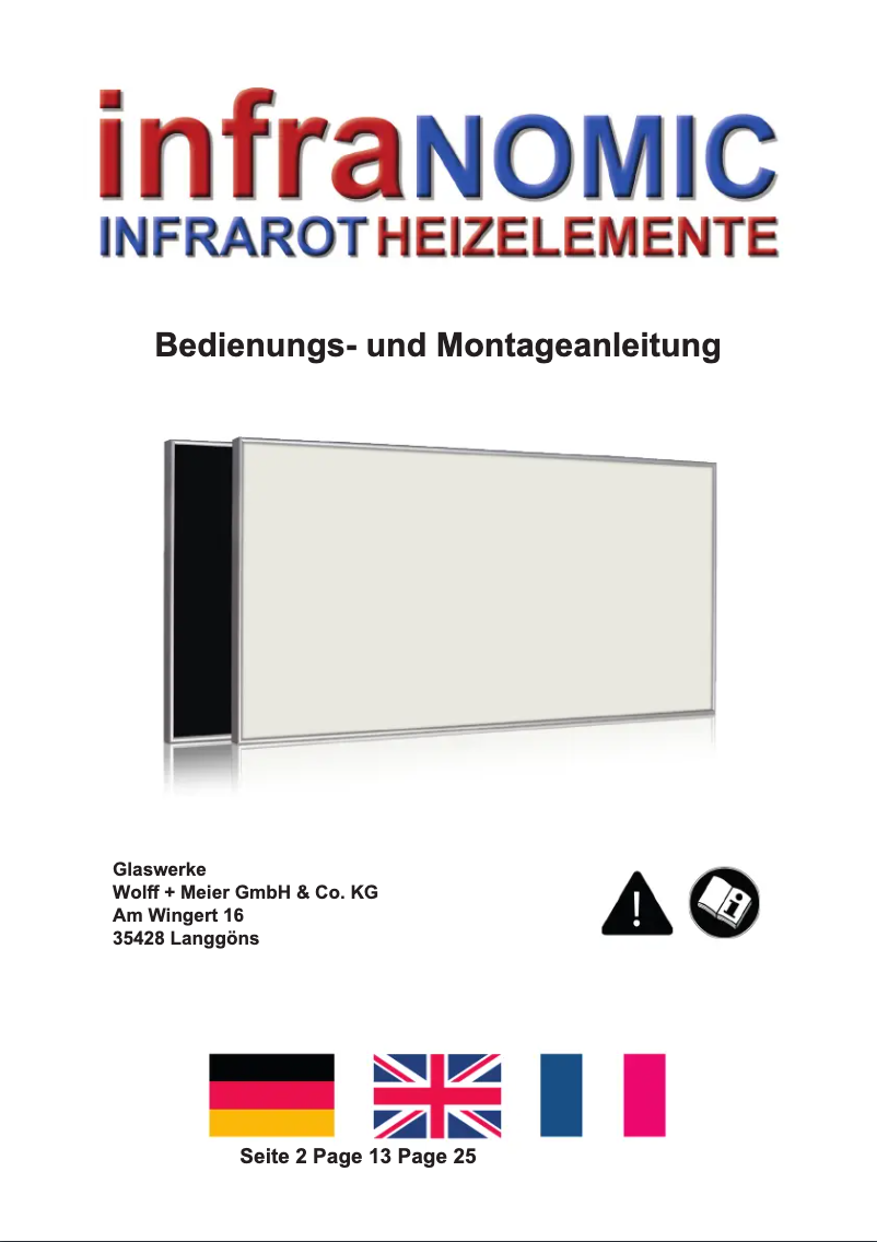 Page n°1 - Manuel utilisateur infraNomic Slim-Line