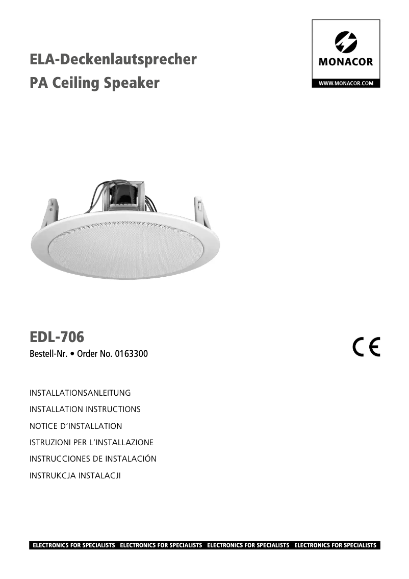 Page 1 de la notice Manuel utilisateur Monacor EDL-706