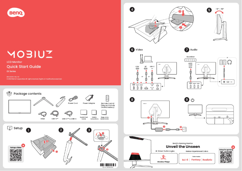 Page 1 de la notice Guide de démarrage rapide BenQ EX321UX