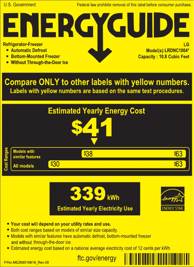 Página 1 del manual Etiqueta energética LG LRBNC1104S