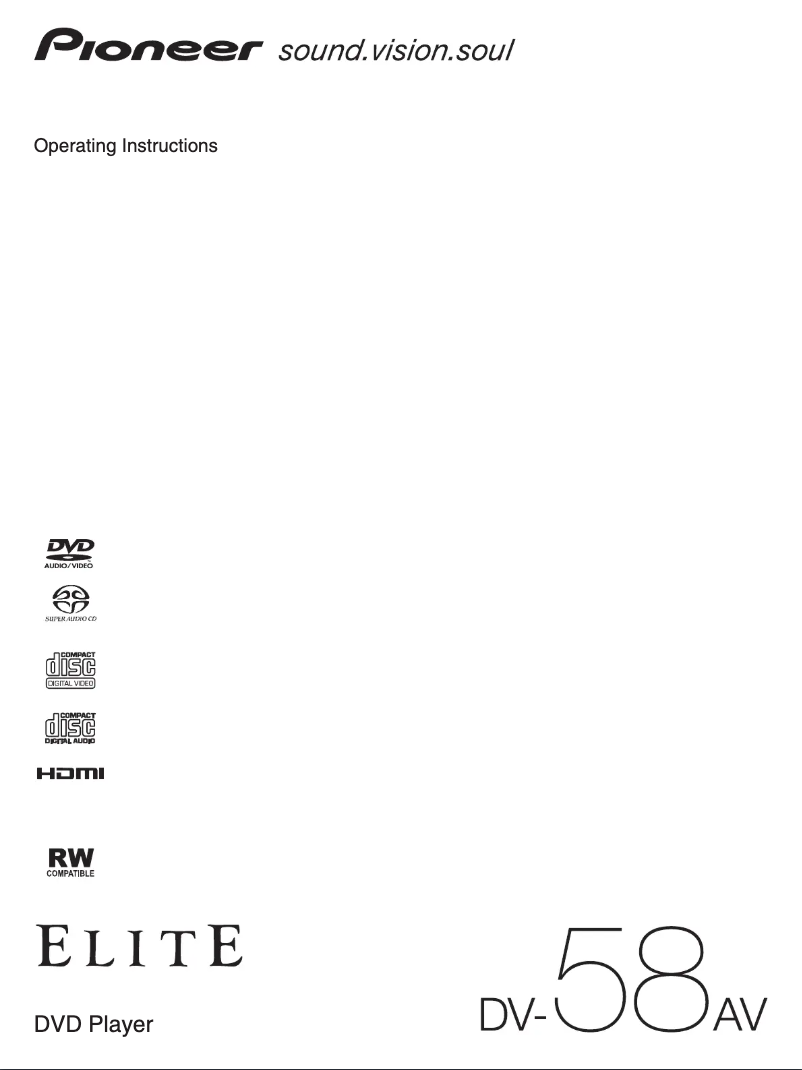 Page n°1 - Manuel utilisateur Pioneer Elite DV-58AV