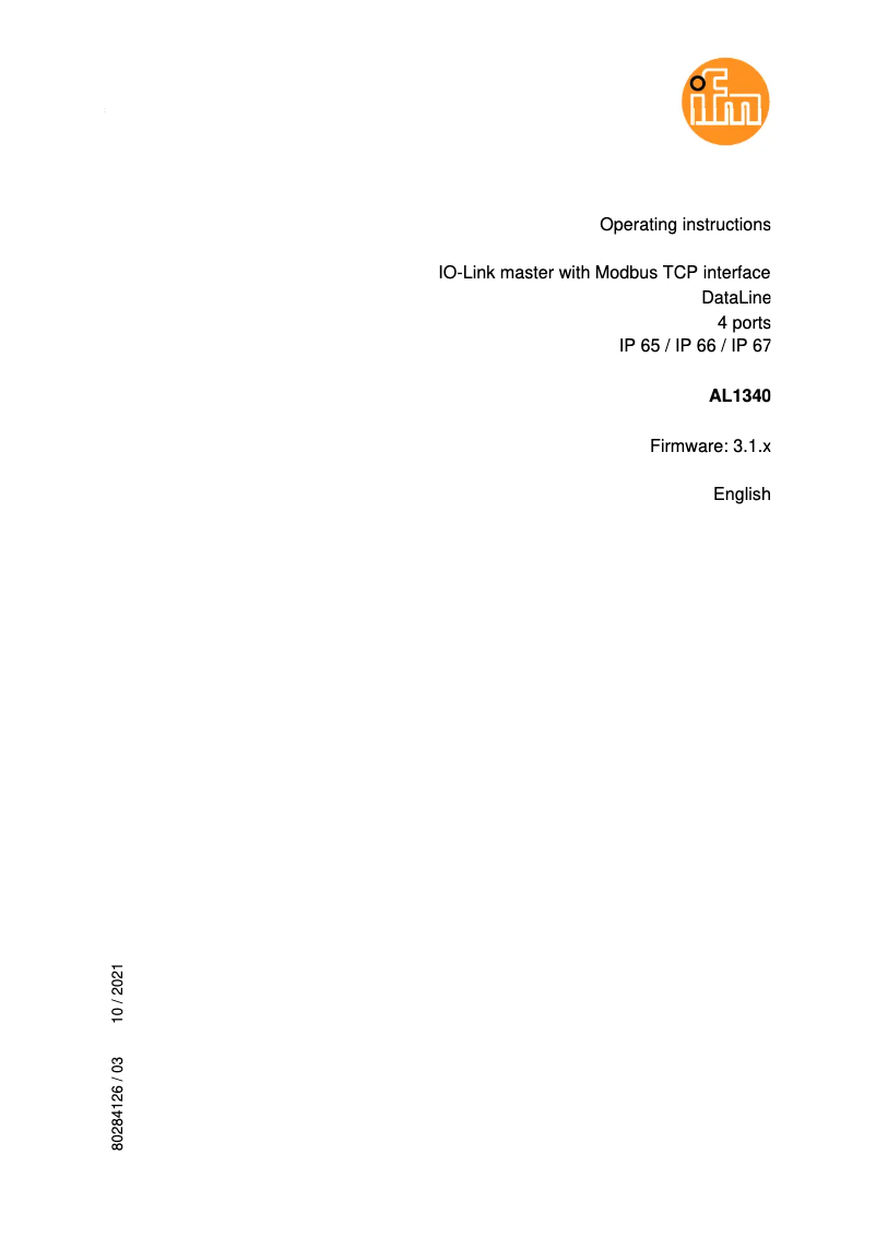 Page n°1 - Manuel utilisateur IFM AL1340