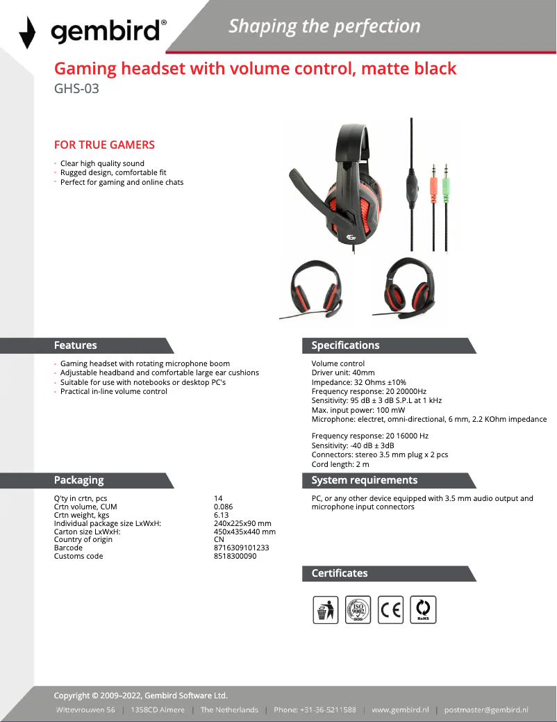 Image de la première page du manuel de l'appareil GHS-03