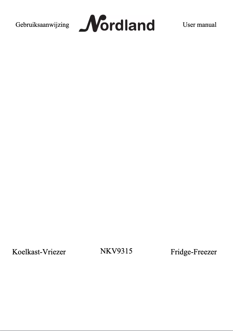 Page n°1 - Manuel utilisateur Nordland NKV 9315