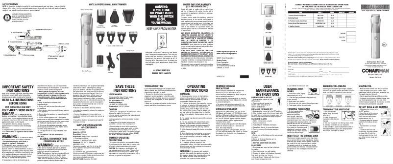 Page 1 de la notice Manuel utilisateur Conair GMTL30