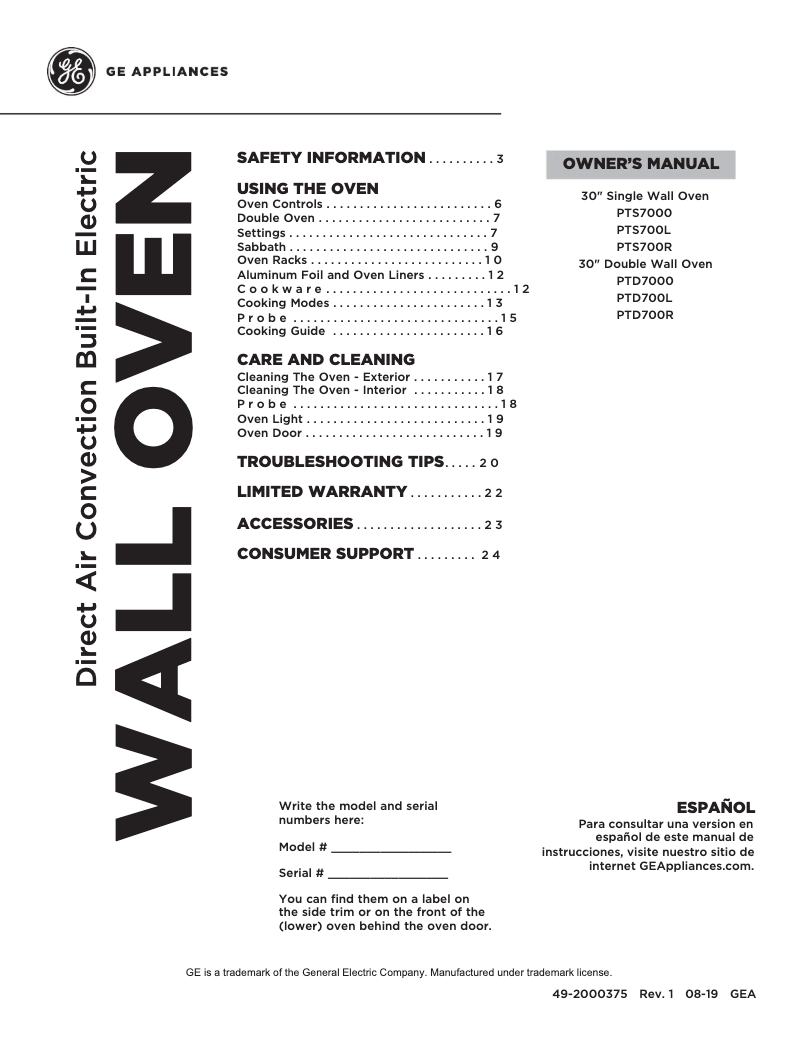 Page 1 de la notice Manuel utilisateur GE Profile PTD700LSNSS