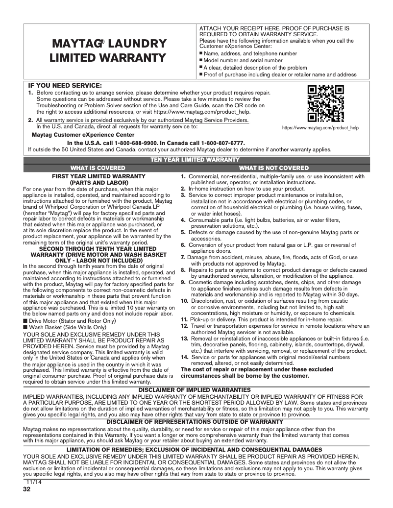 Page 1 de la notice Mode d'emploi Maytag MHW5500F