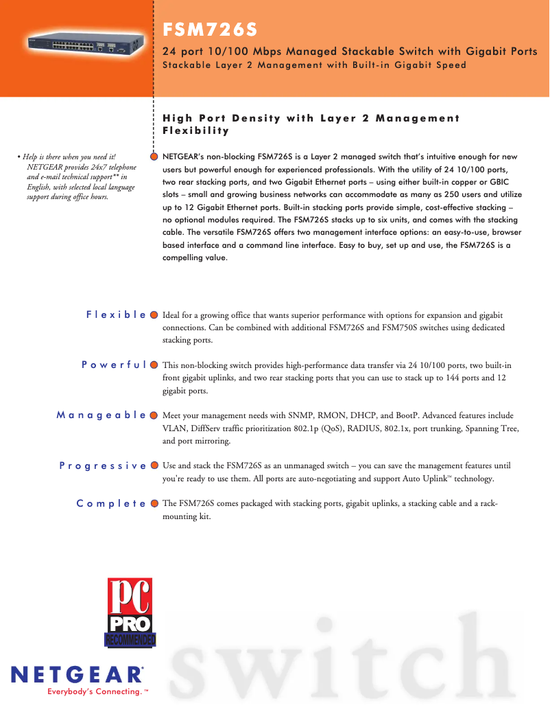 Page n°1 - Fiche technique Netgear FSM726S