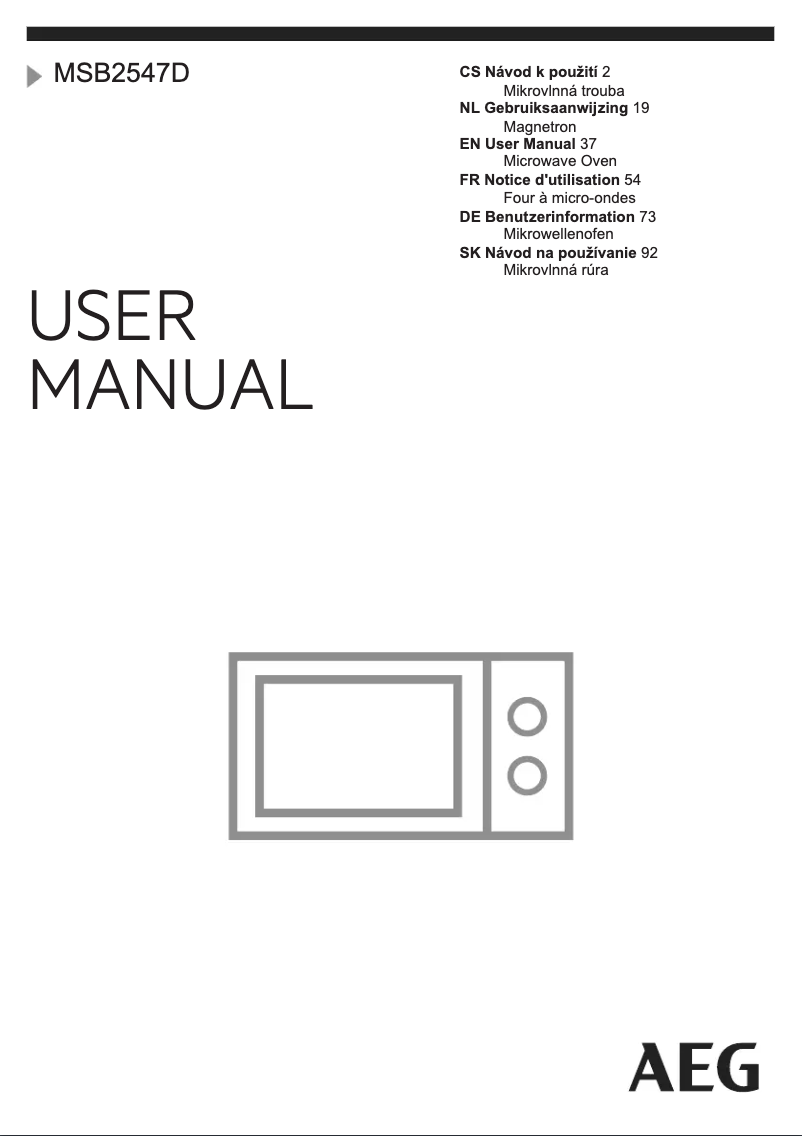 Page n°1 - Manuel utilisateur AEG MSB2547DM]