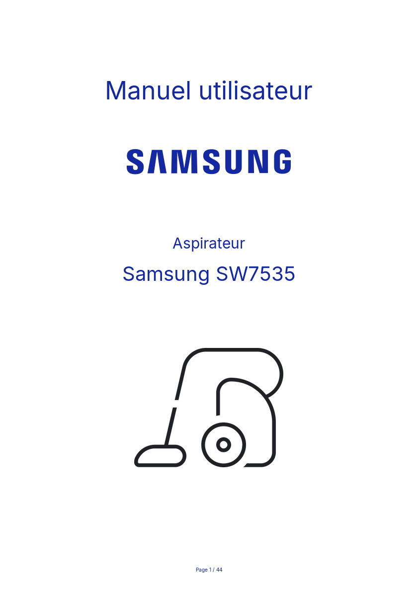 Page n°1 - Manuel utilisateur Samsung SW7535
