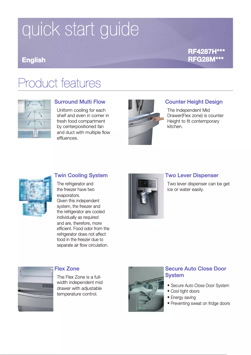 Page 1 de la notice Guide de démarrage rapide Samsung RFG28MESL