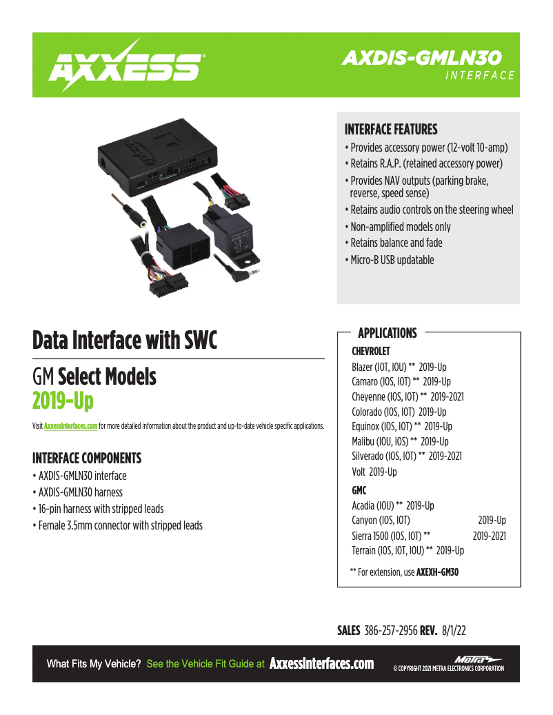 Page 1 de la notice Fiche technique AXESS AXDIS-GMLN30