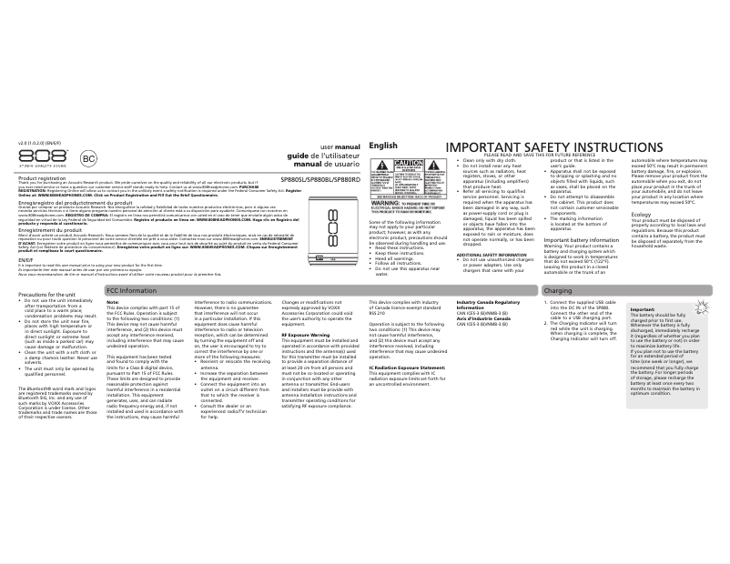 Página 1 del manual Manual de usuario 808 Audio CANZ