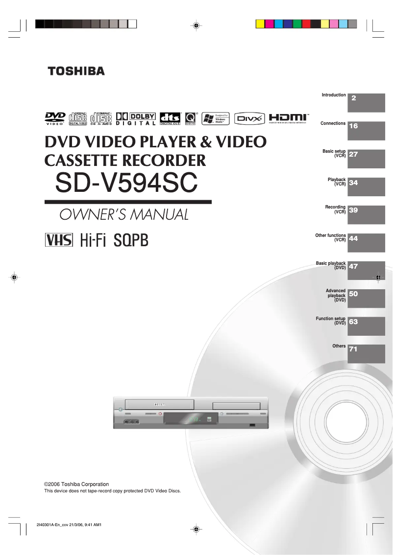 Image de la première page du manuel de l'appareil SD-V594