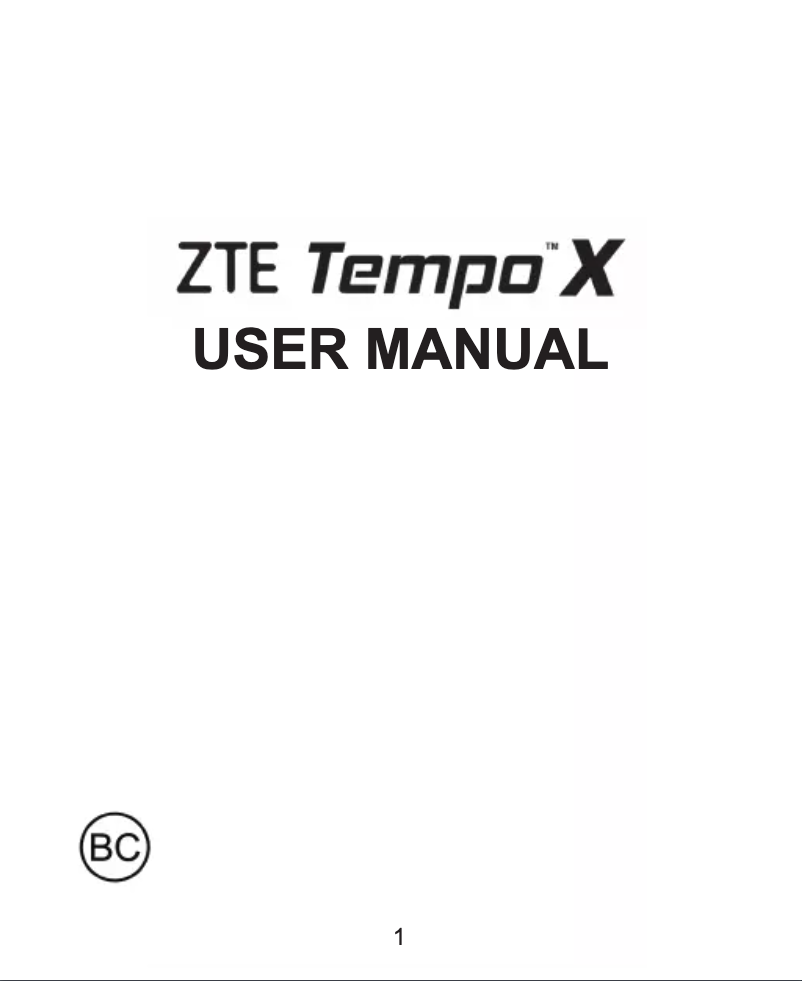 Page n°1 - Manuel utilisateur ZTE Tempo X
