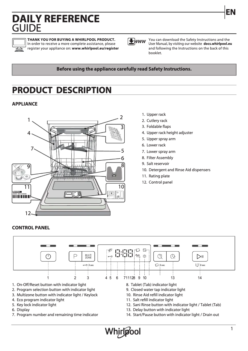 Page 1 de la notice Manuel utilisateur Whirlpool WUC 3C33 F X