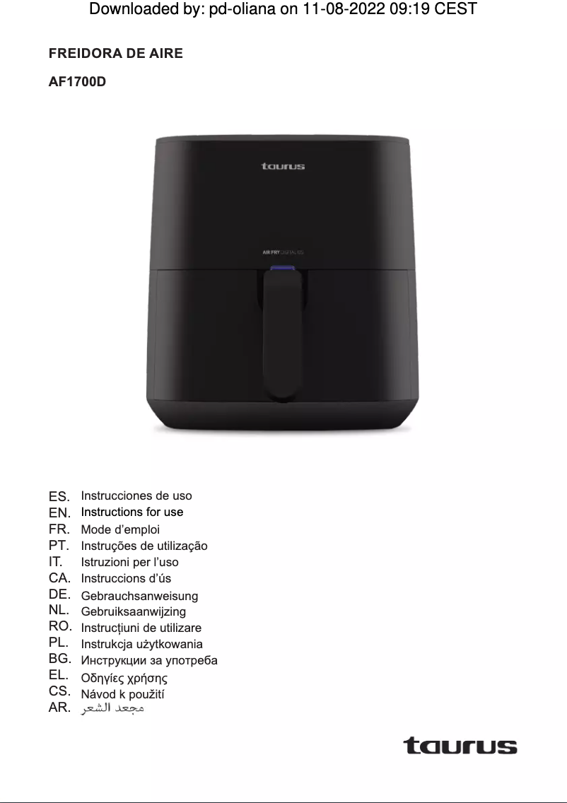 Image de la première page du manuel de l'appareil AF1700D