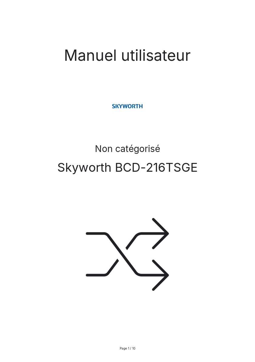 Page n°1 - Manuel utilisateur Skyworth BCD-216TSGE