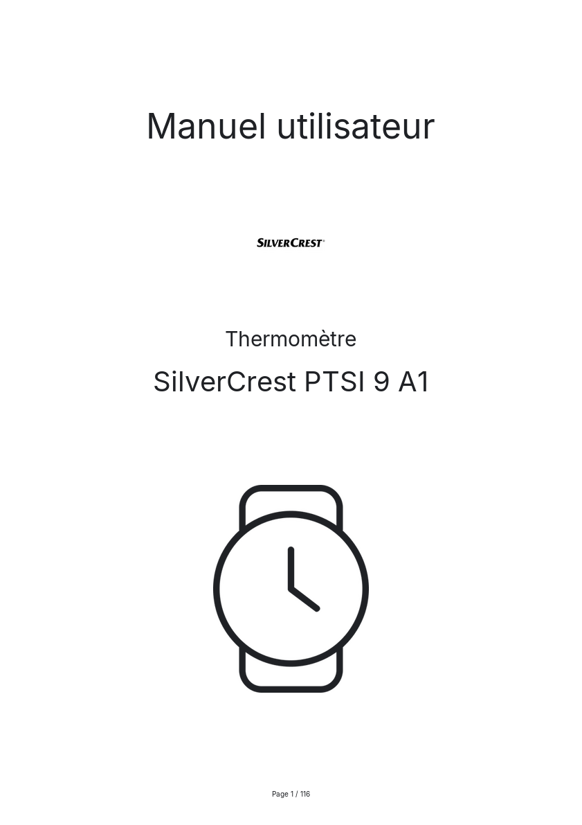 Page 1 de la notice Manuel utilisateur SilverCrest PTSI 9 A1