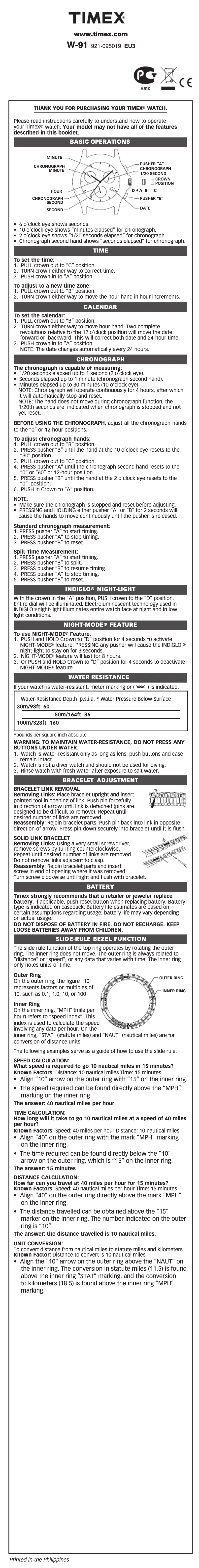 Page 1 de la notice Manuel utilisateur Timex Expedition Dive Style Chronograph T49799
