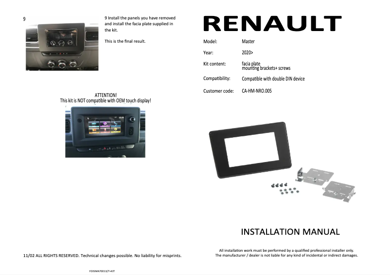 Image de la première page du manuel de l'appareil CA-HM-NRO.005