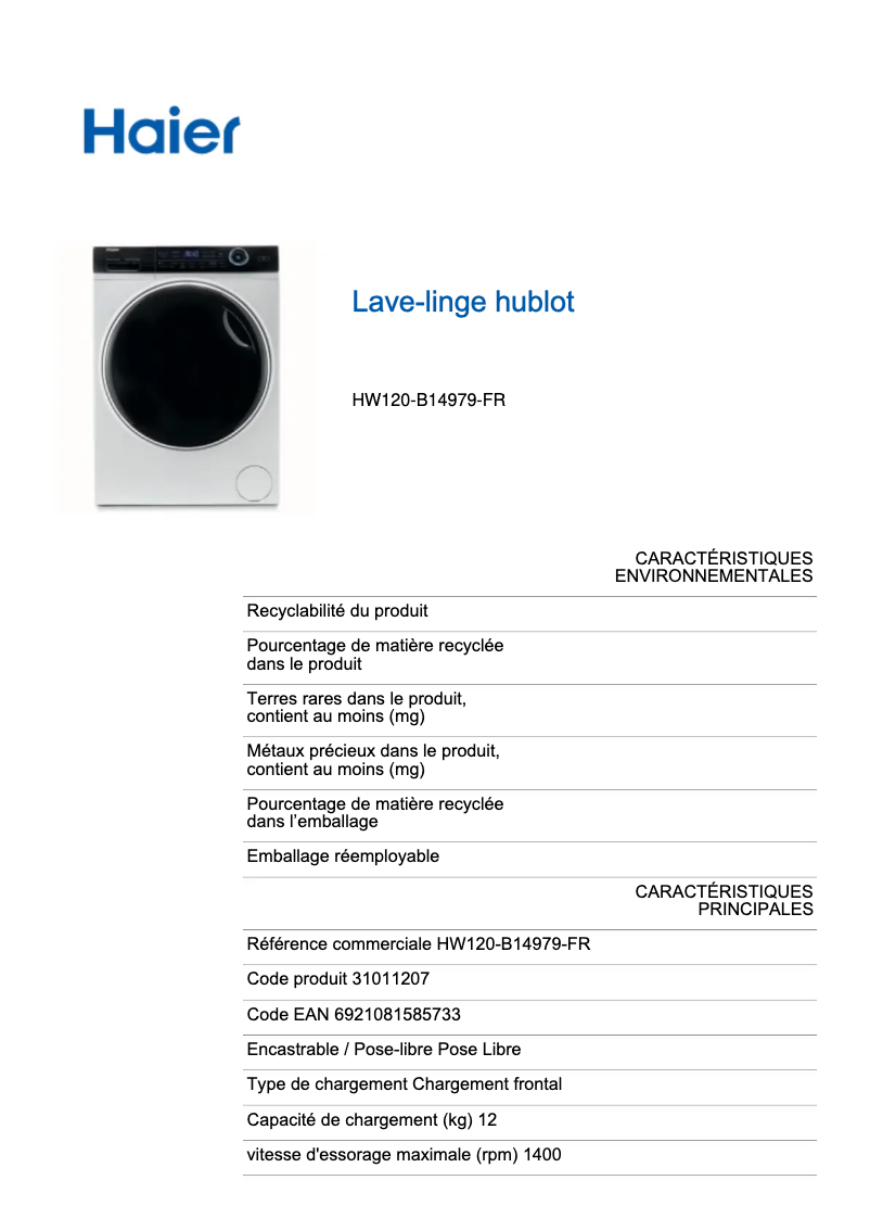 Image de la première page du manuel de l'appareil I-Pro Series 7 HW120-B14979