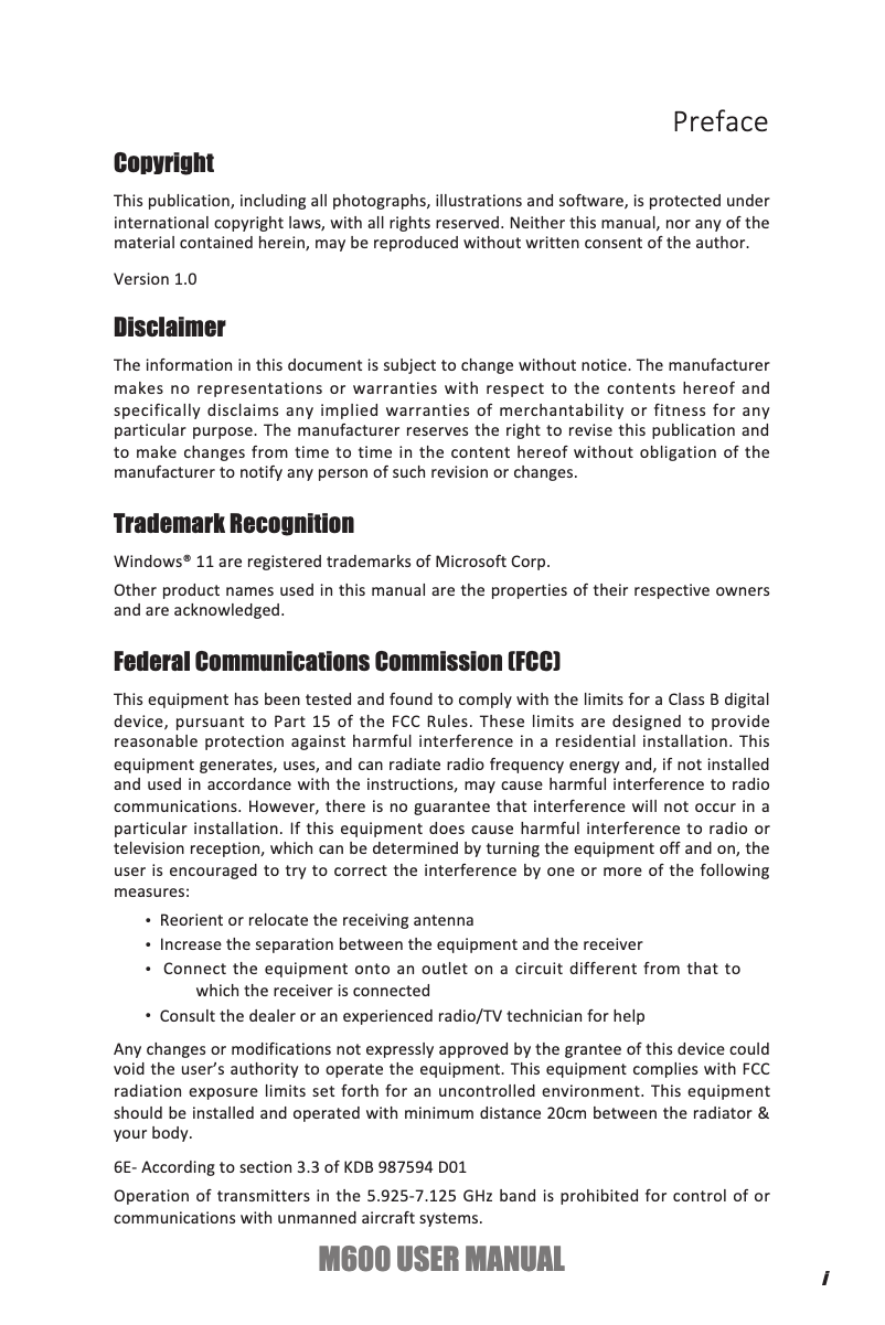 Page 1 de la notice Manuel utilisateur ECS M600