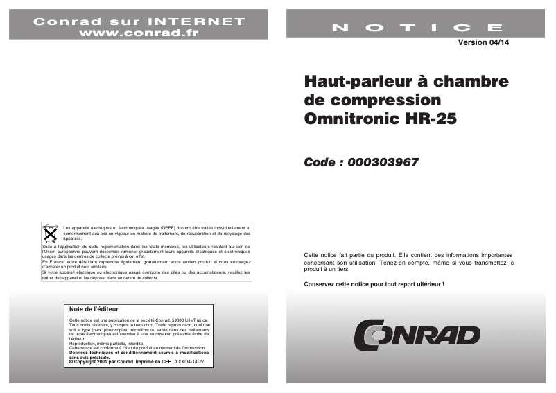 Página 1 del manual Manual de usuario Omnitronic HR-25