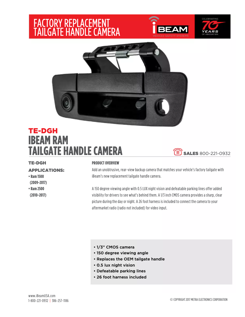 Page 1 de la notice Fiche technique Metra TE-DGH