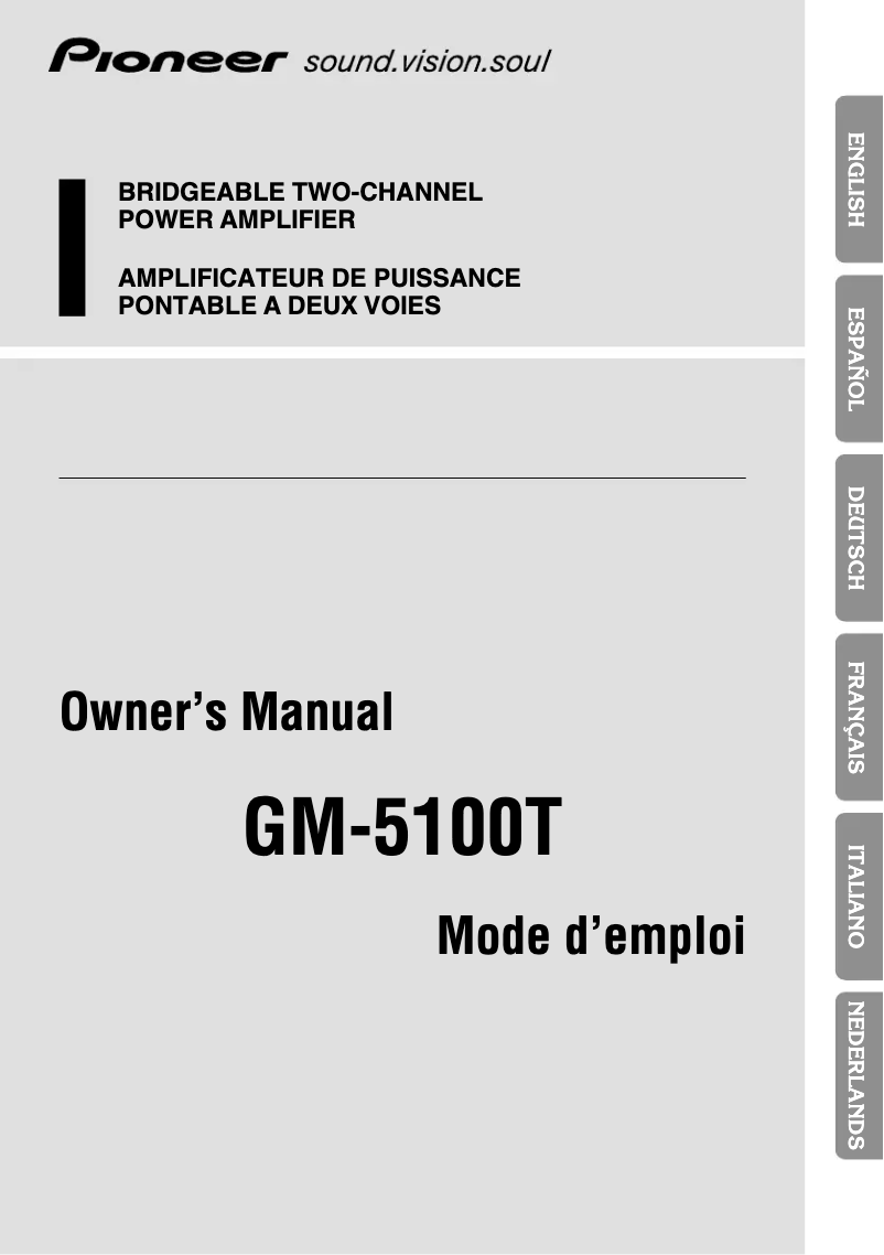 Page n°1 - Manuel utilisateur Pioneer GM-5100T