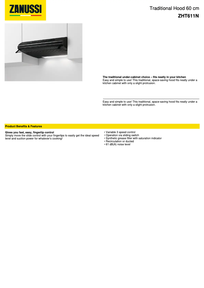 Image de la première page du manuel de l'appareil ZHT611N