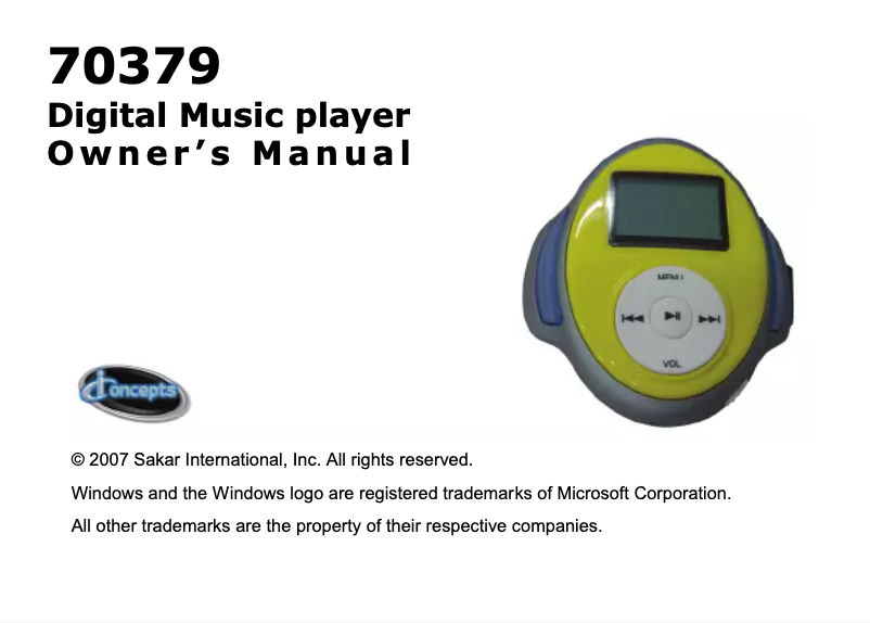 Page n°1 - Manuel utilisateur Sakar 70379