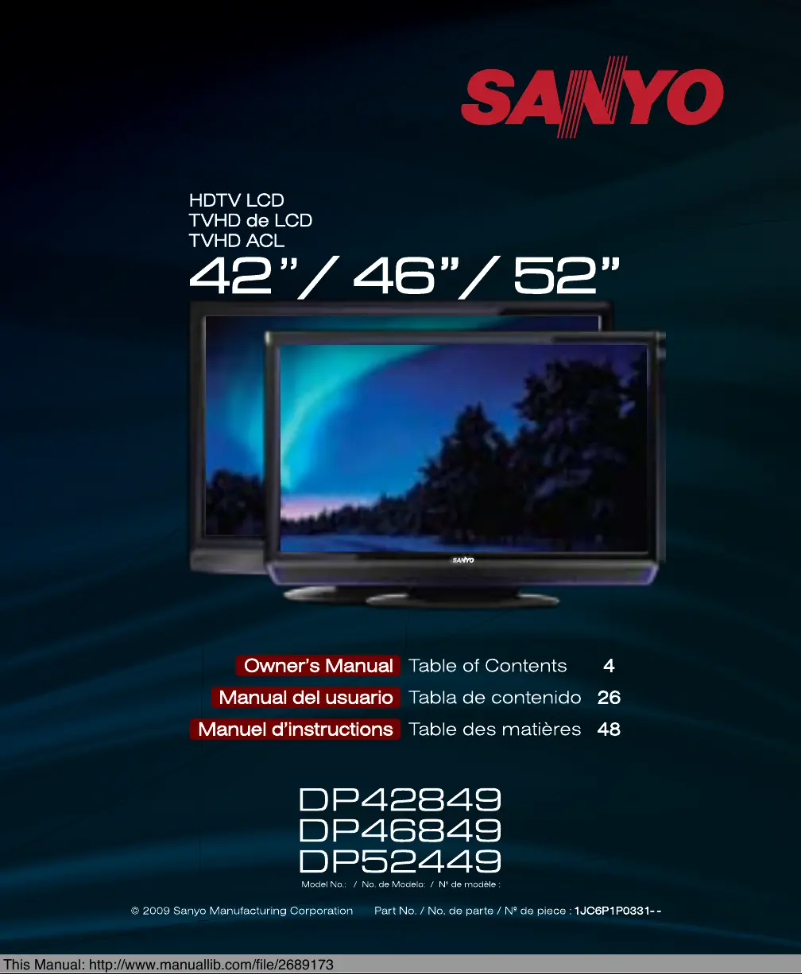 Page n°1 - Manuel utilisateur Sanyo DP42849