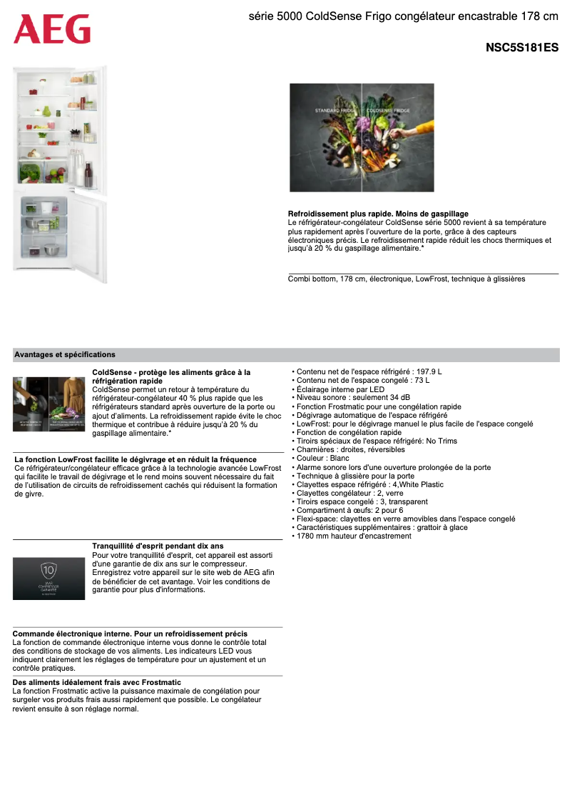 Page n°1 - Fiche technique AEG NSC5S181ES