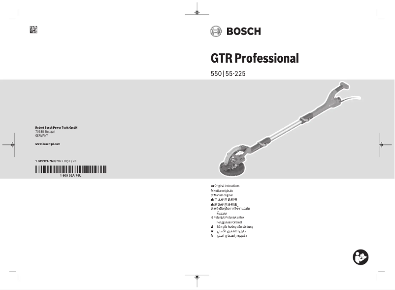 Page n°1 - Manuel utilisateur Bosch GTR 55-225 Professional
