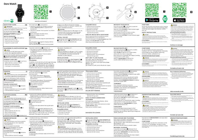 Page n°1 - Guide de démarrage rapide Doro Watch