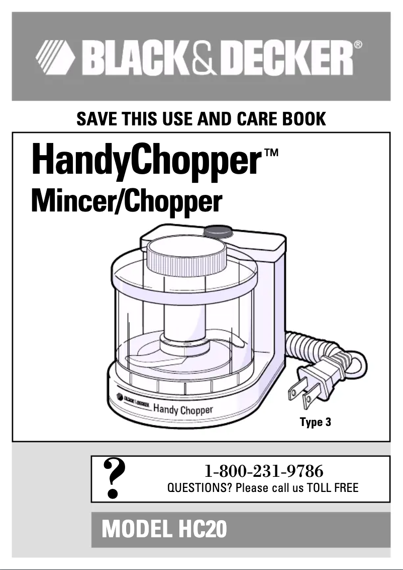 Page n°1 - Manuel utilisateur Black & Decker HC20