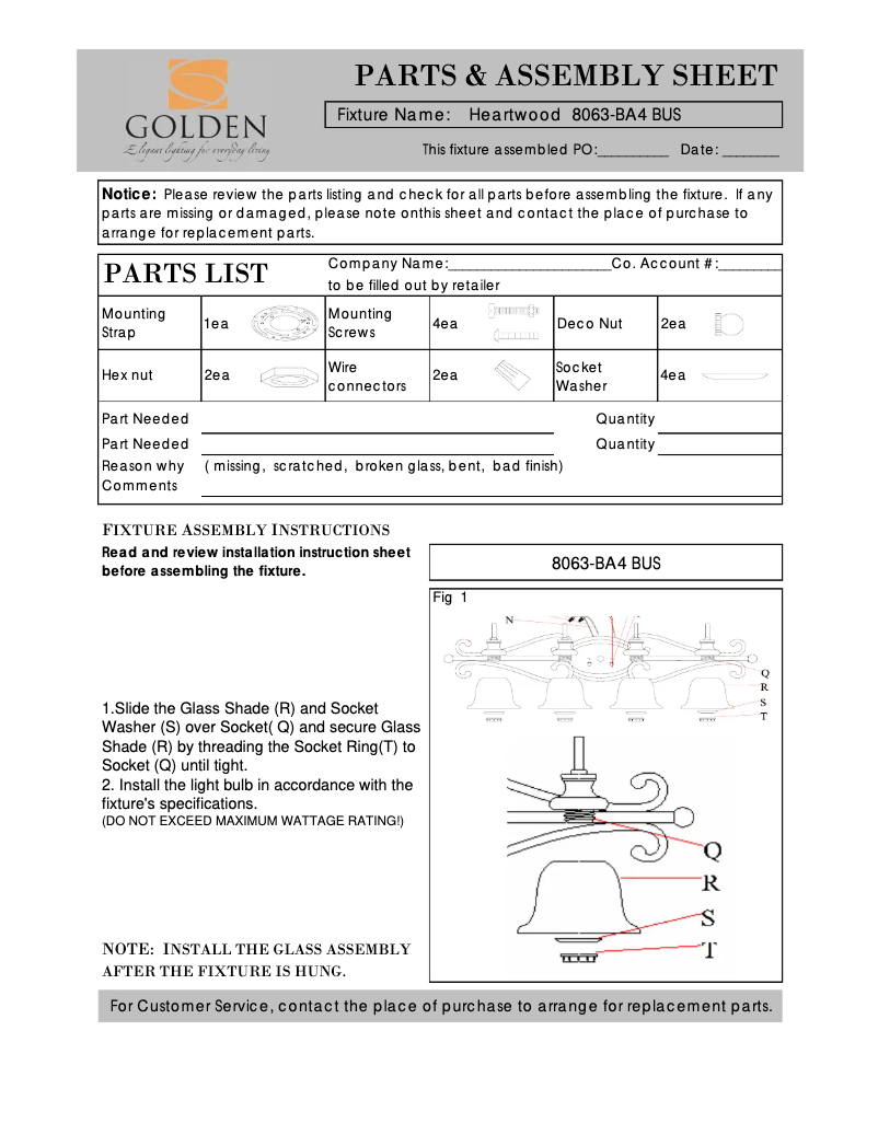 Page n°1 - Manuel utilisateur Golden Lighting Heartwood 8063-BA4 BUS