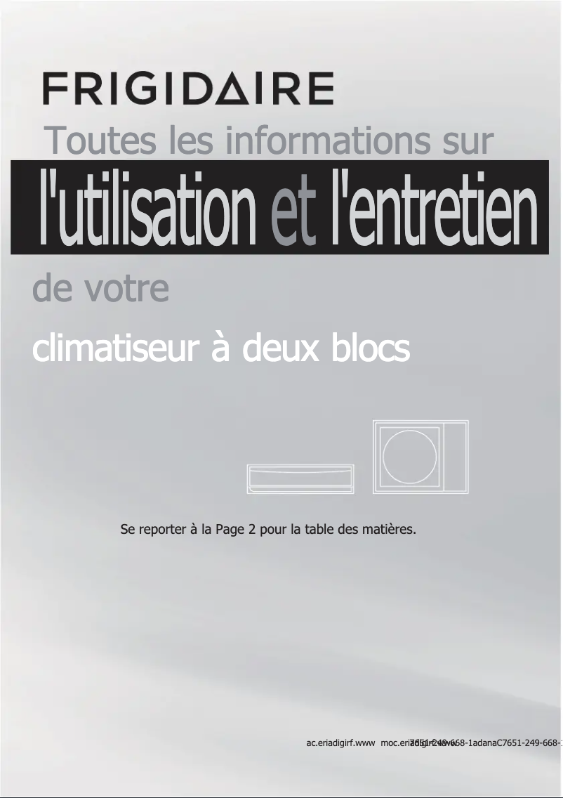 Page 1 de la notice Manuel utilisateur Frigidaire FFHP094CS1